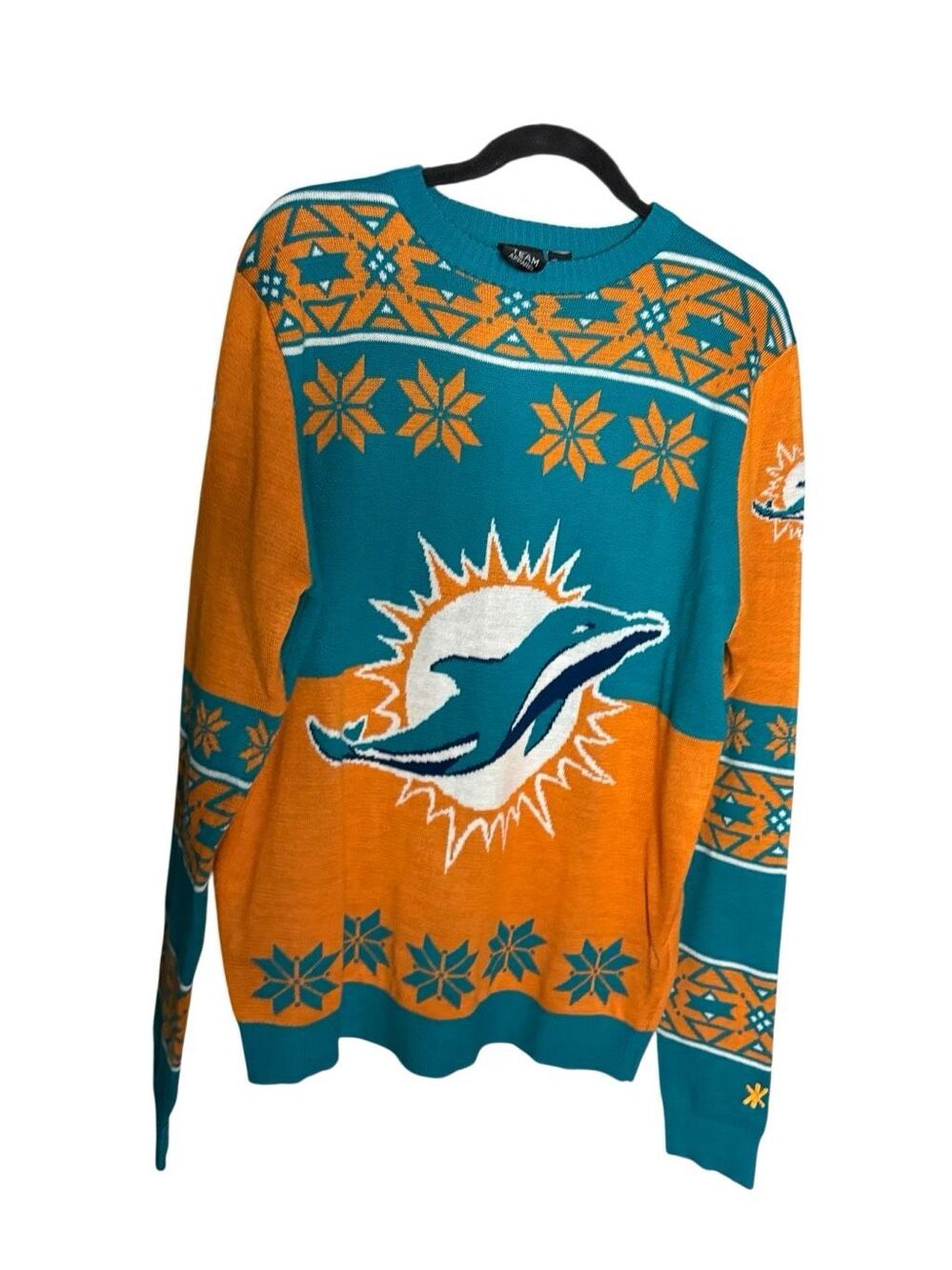 NFL Forever Collectables Miami Dolphins Big Logo Christmas Sweater Knit Size L